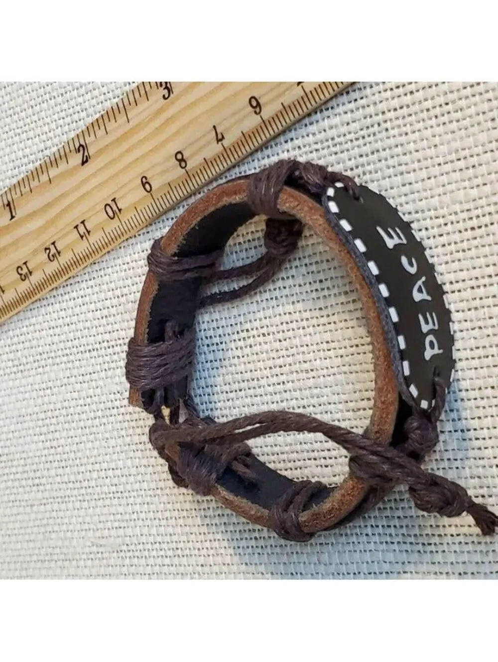 Leather Peace Affirmation Bracelet Brown